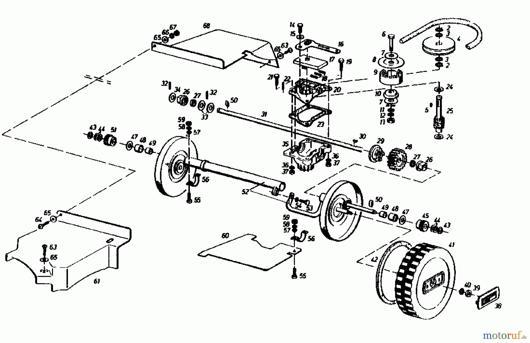  Gutbrod Motormäher mit Antrieb HB 55 R 02882.01  (1985) Getriebe, Räder
