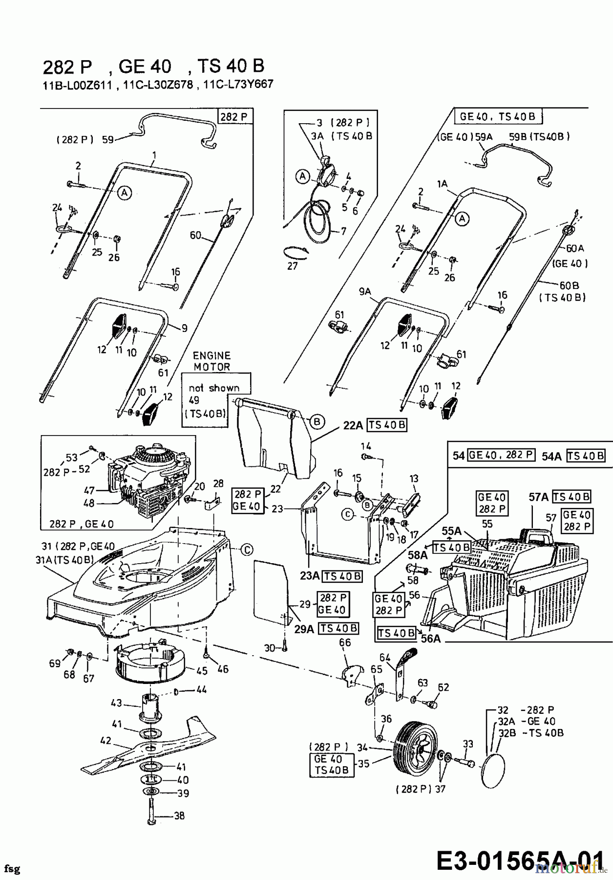  MTD Motormäher GE 40 11C-L30Z678  (2001) Grundgerät
