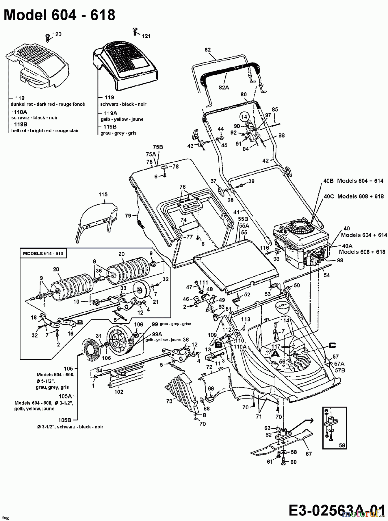  MTD Motormäher GE 48 X 116-604A678  (1996) Grundgerät