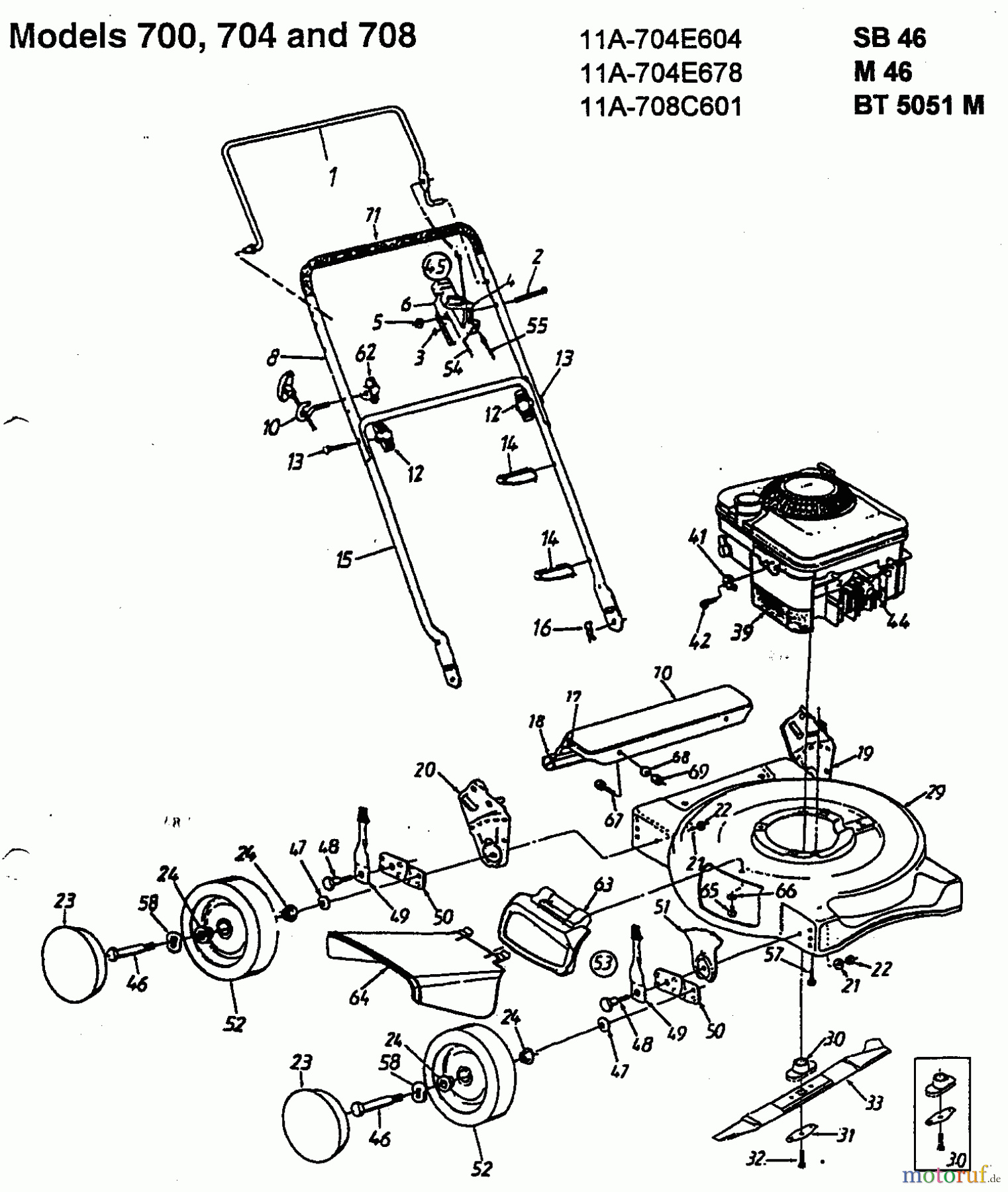  MTD Tondeuse thermique M 46 11A-704E678  (1998) Machine de base