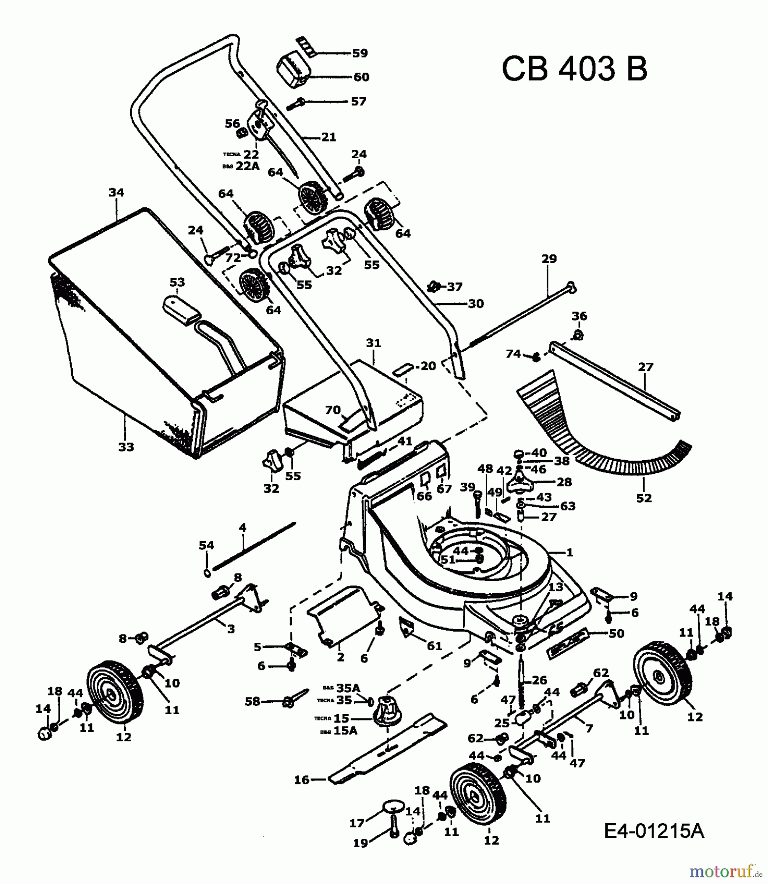  MTD Motormäher CB 403 B 901B407A001  (1994) Grundgerät