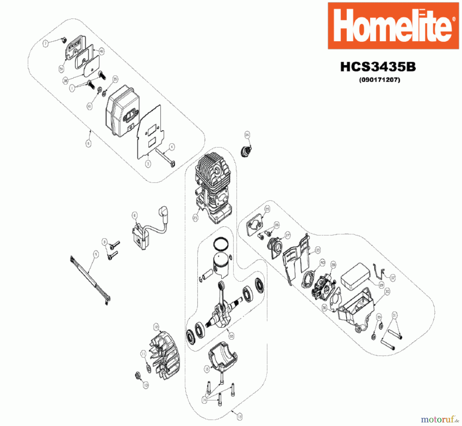  Homelite Motorsägen Benzin HCS3435B Seite 2
