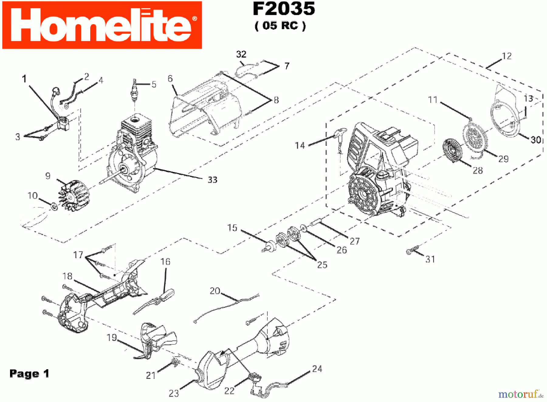  Homelite Trimmer Benzin F2035 (Baujahr 2005-2010) Starter