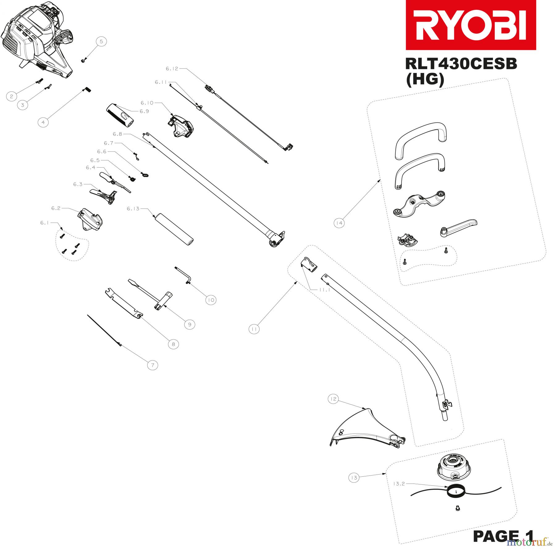  Ryobi Rasentrimmer Benzin RLT430CESB Seite 1