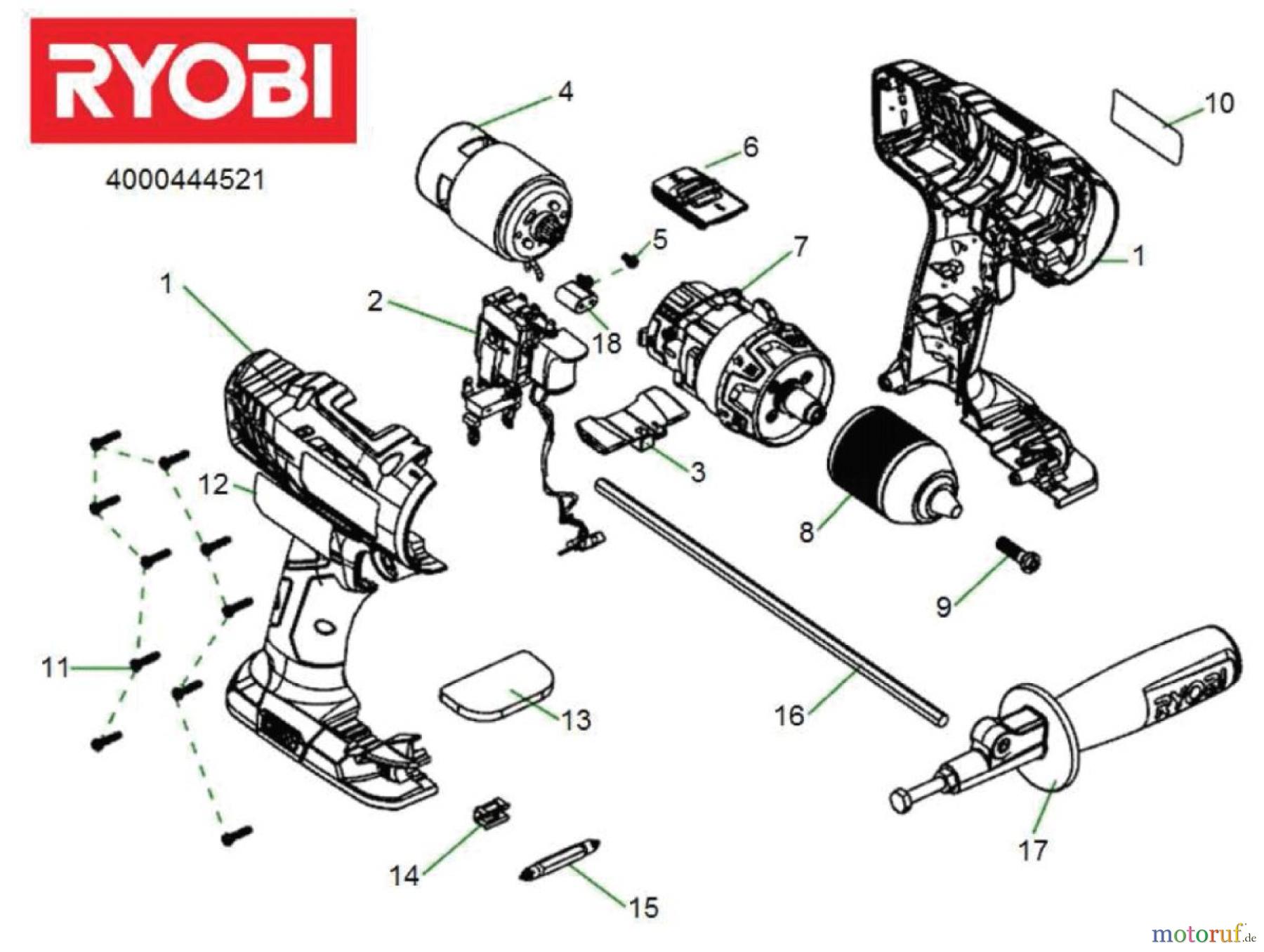 Ryobi ONE+ 18V Akku Geräte Bohrer und Schrauber R18PD-0 18 V 2