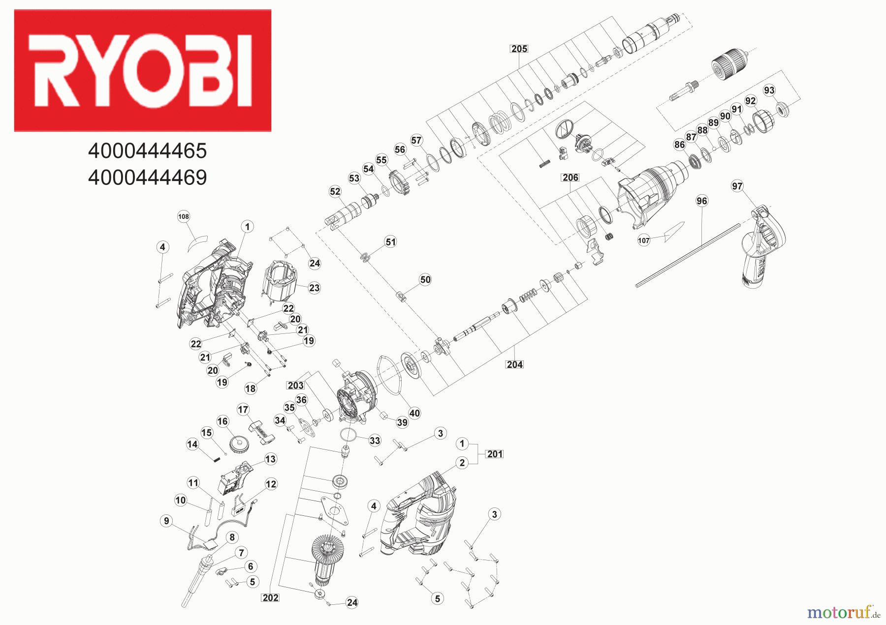  Ryobi (Schlag-)Bohrschrauber Bohrhämmer RSDS800-KA5 800 W Bohr- & Meißelhammer Seite 1