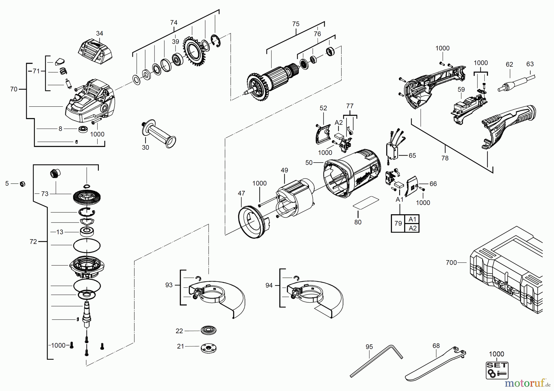  Milwaukee Kabelgeführte Geräte Schleifen und Polieren Schleifer 230mm AG 22-180 DMS WINKELSCHLEIFER Seite 1