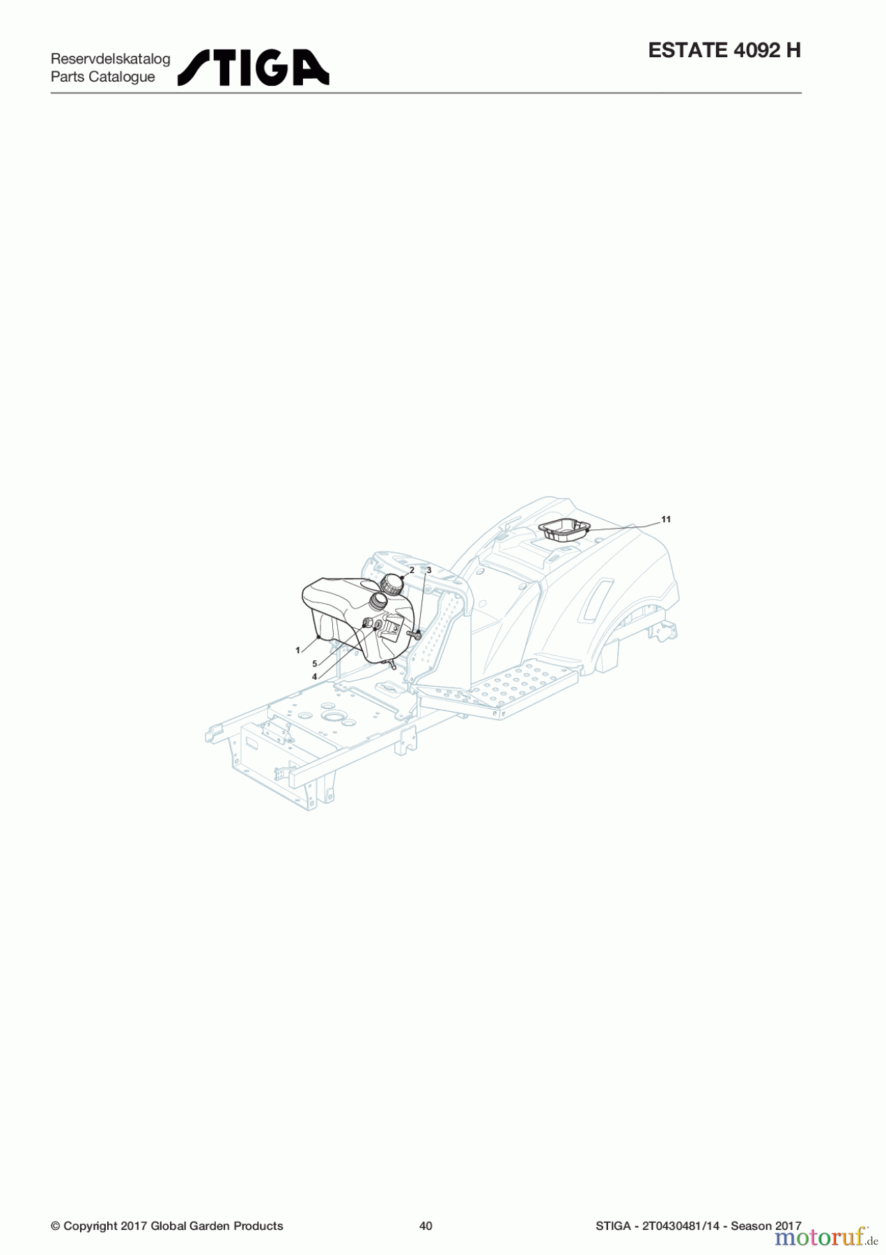  Stiga Aufsitzmäher Baujahr 2017 ESTATE 4092 H 2T0430481/14 - Season 2017 Tank
