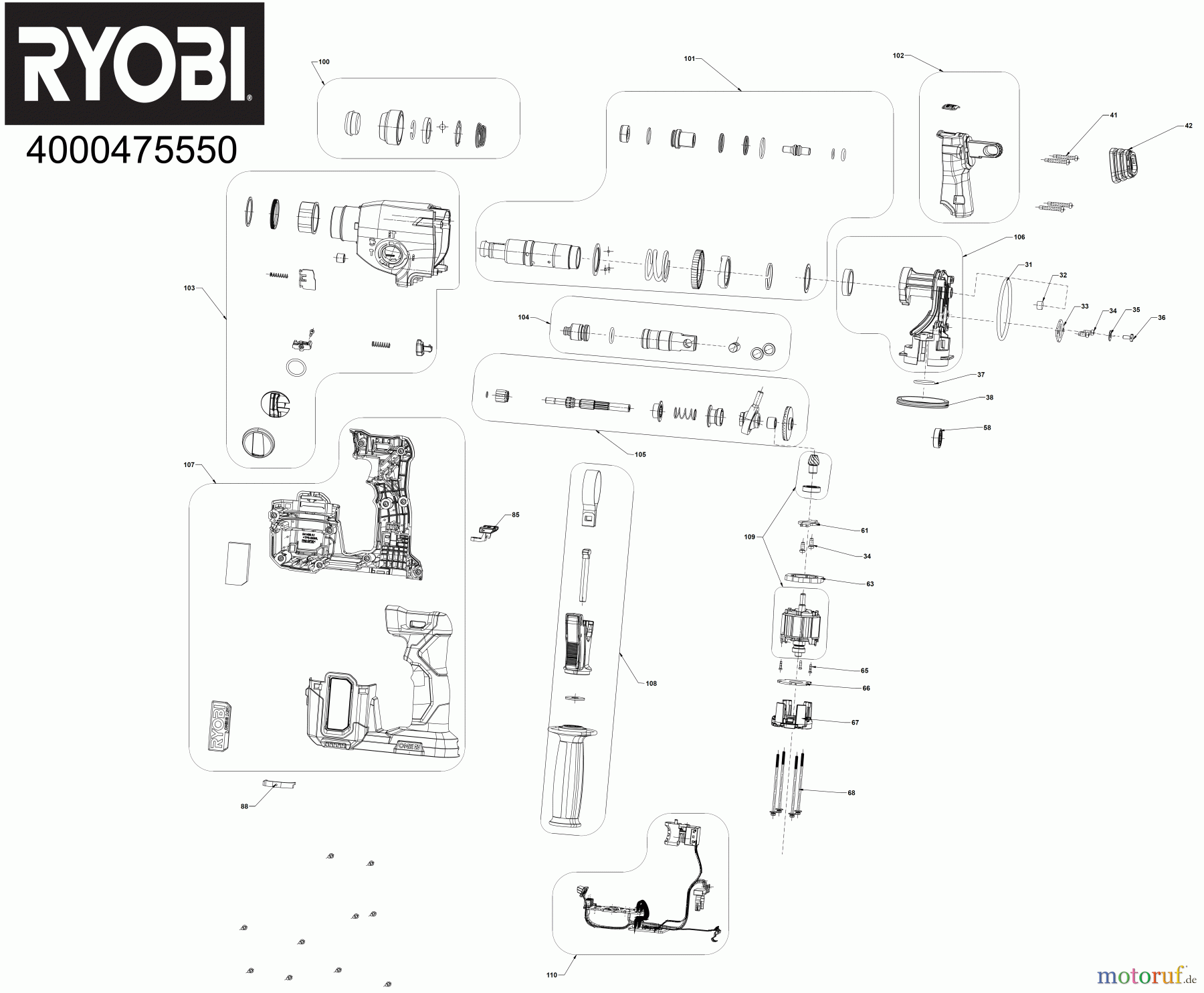  Ryobi (Schlag-)Bohrschrauber Bohrhämmer RSDS18X Seite 1