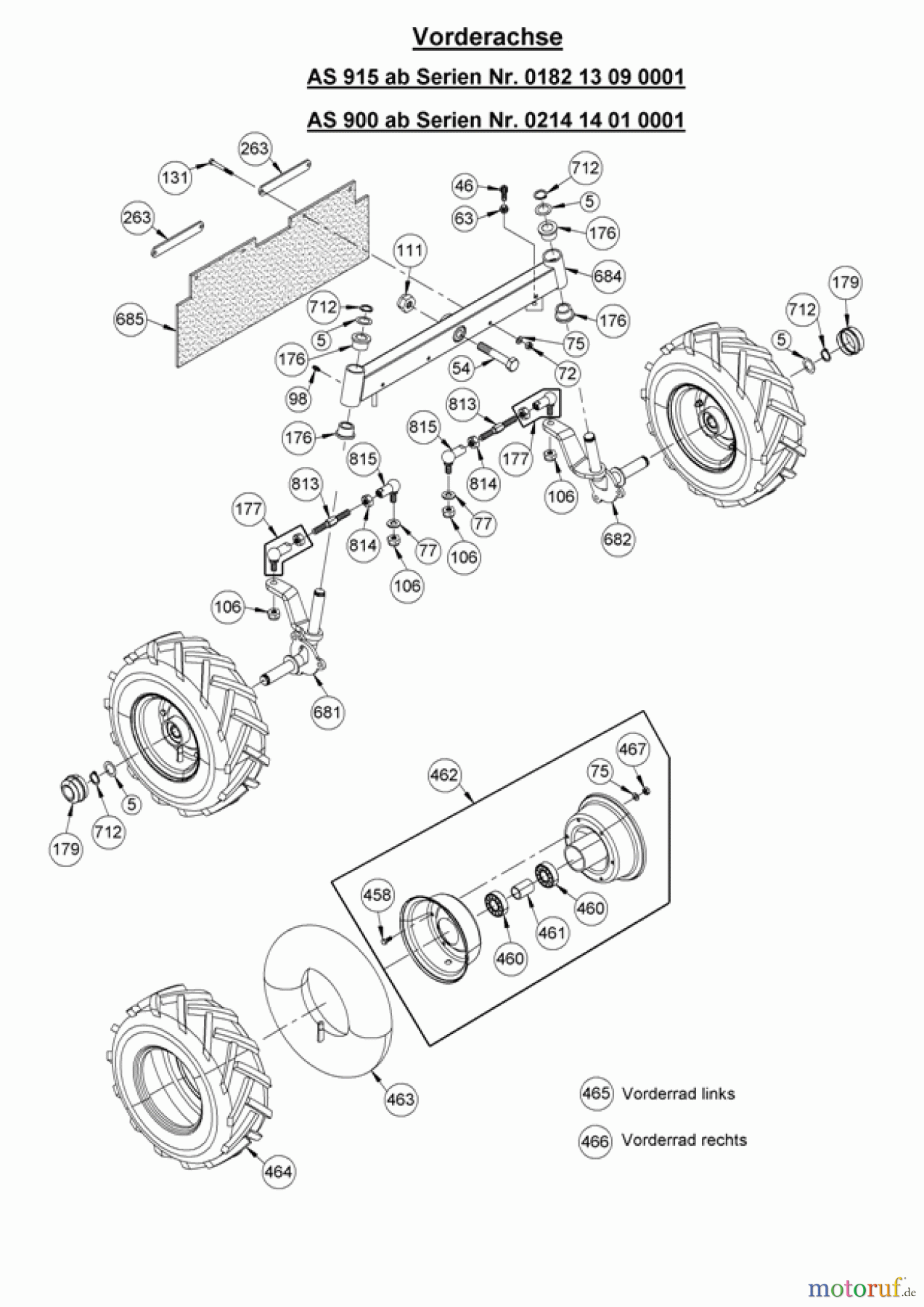 AS-Motor (neu) Hochgras Aufsitzmäher AS 911, AS 915 Enduro ab FNr. 018214010030 Vorderachse ab FNr.018213090001