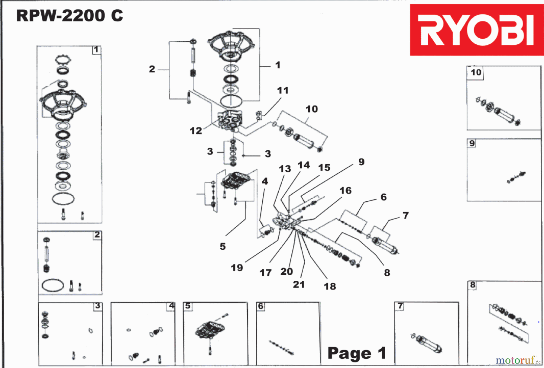  Ryobi Hochdruckreiniger RPW2200C Seite 1
