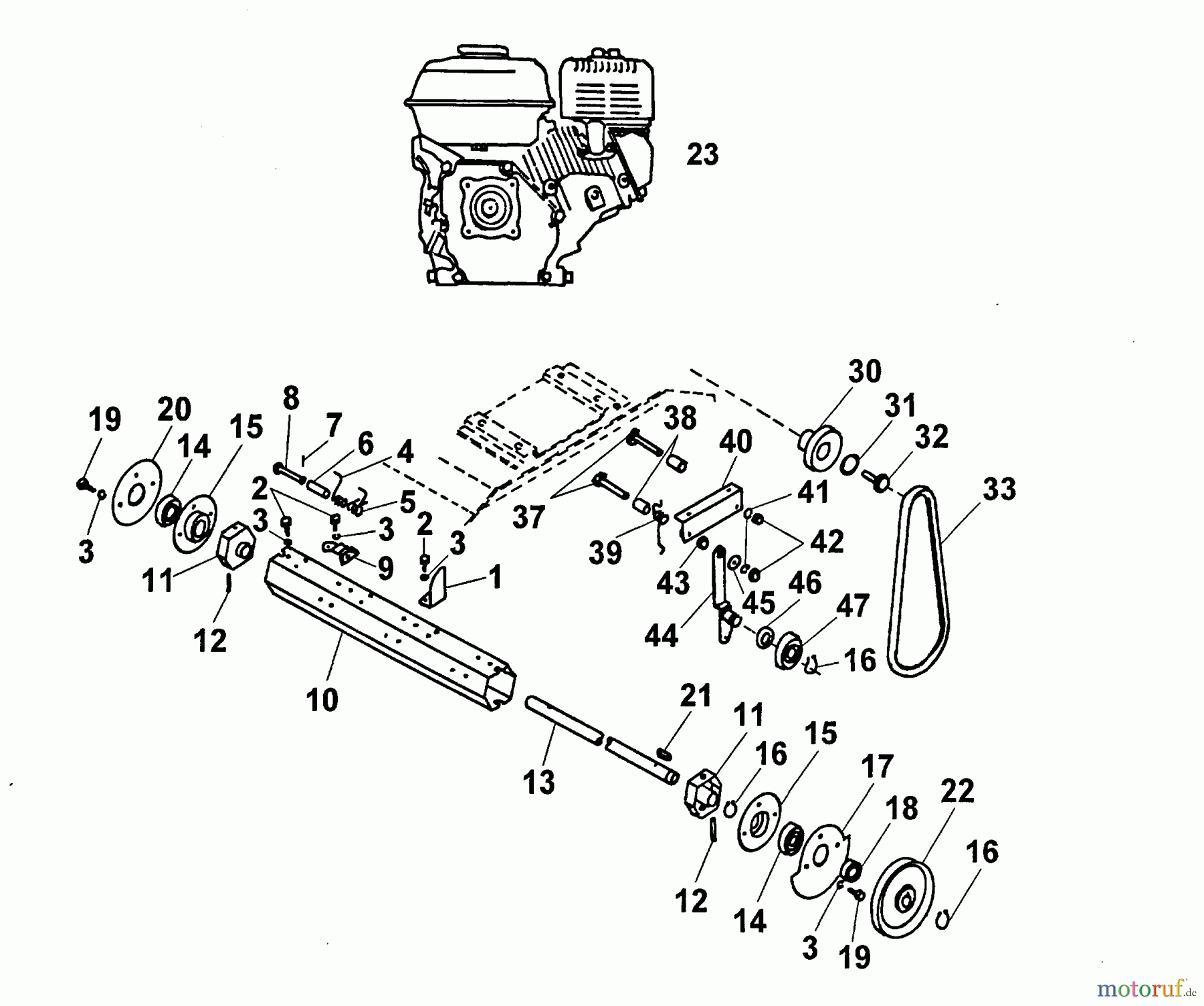  Wolf-Garten Scarificateur thermique UV-P/HM 3589680 Série A  (1999) Arbre porte-lames