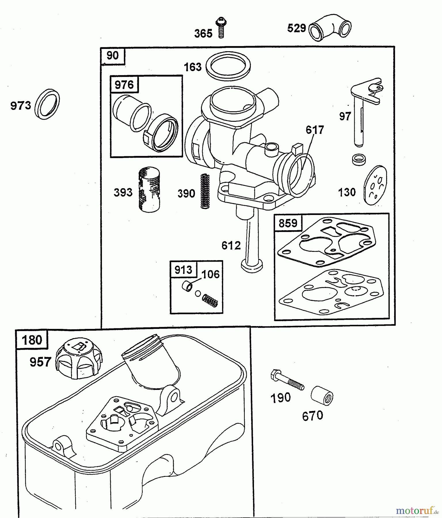 Wolf-Garten Moteurs à essence Briggs&Stratton Sprint 40 Fixspeed 2079070 (2004) Réservoir, Carburateur