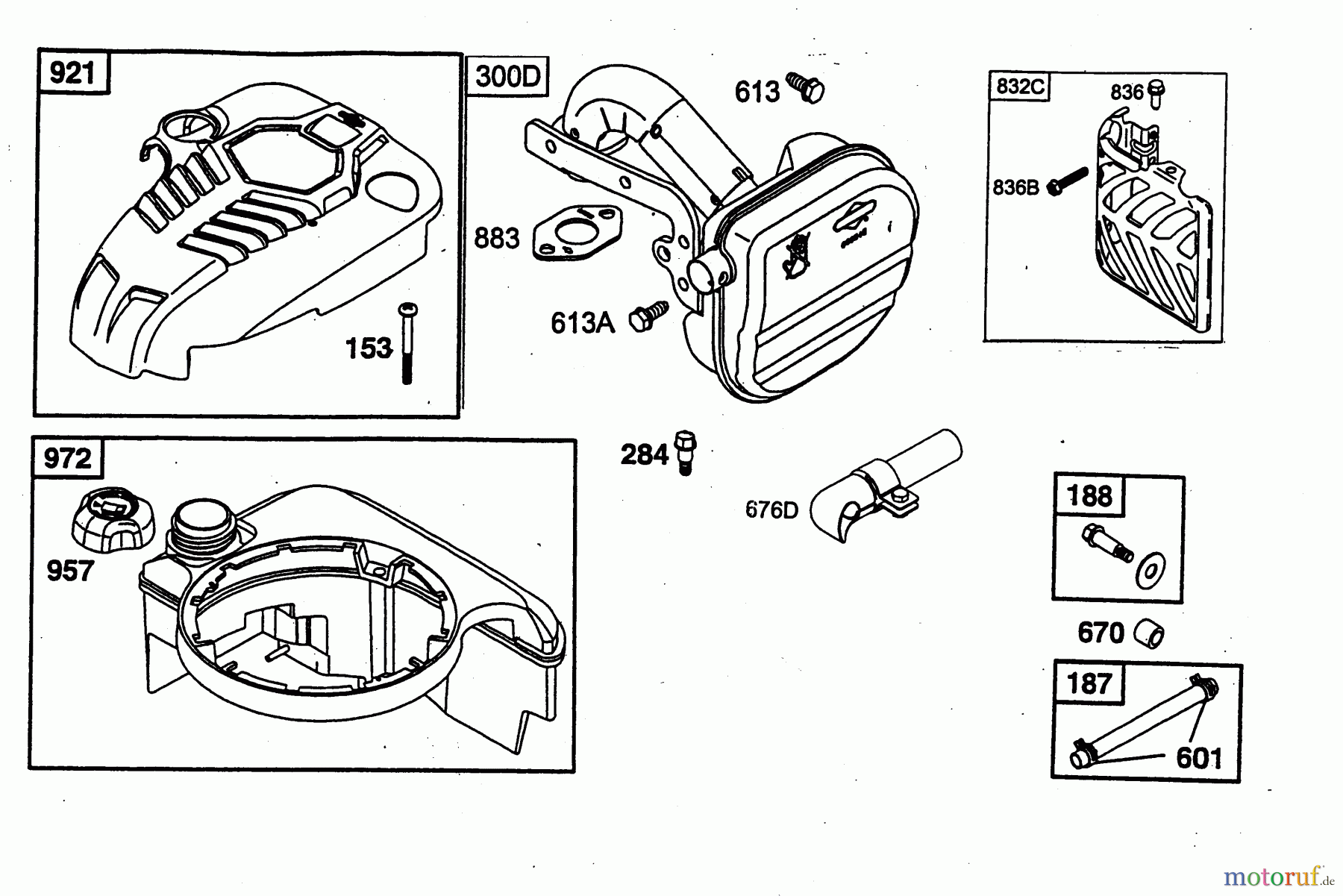  Wolf-Garten Moteurs à essence Briggs&Stratton Intek Edge SV 2057005  (2003) Pot d`échappement, Capot de moteur, Réservoir