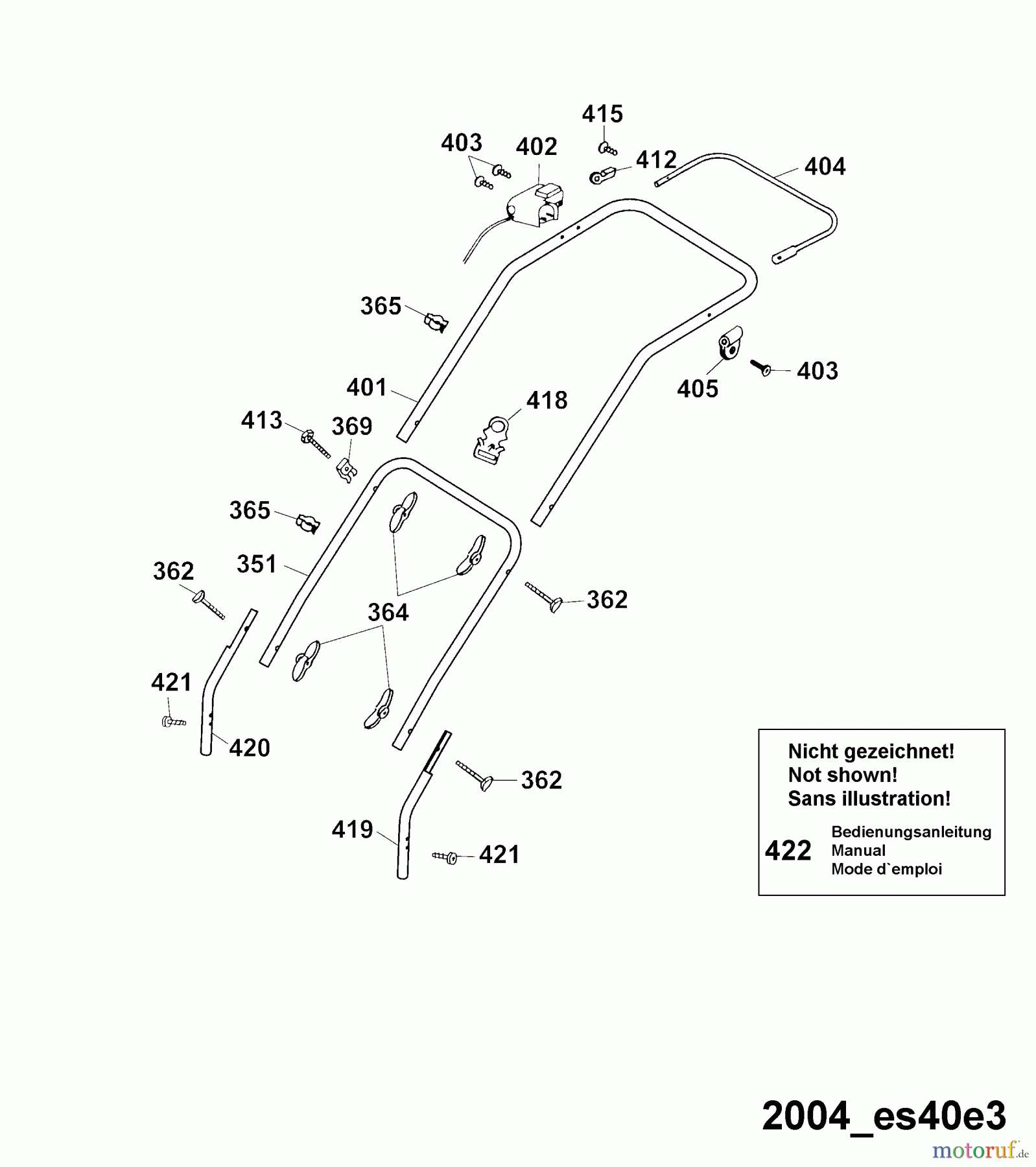  Wolf-Garten Tondeuse électrique Esprit 40 E 4020680 Série C, D  (2004) Brancard