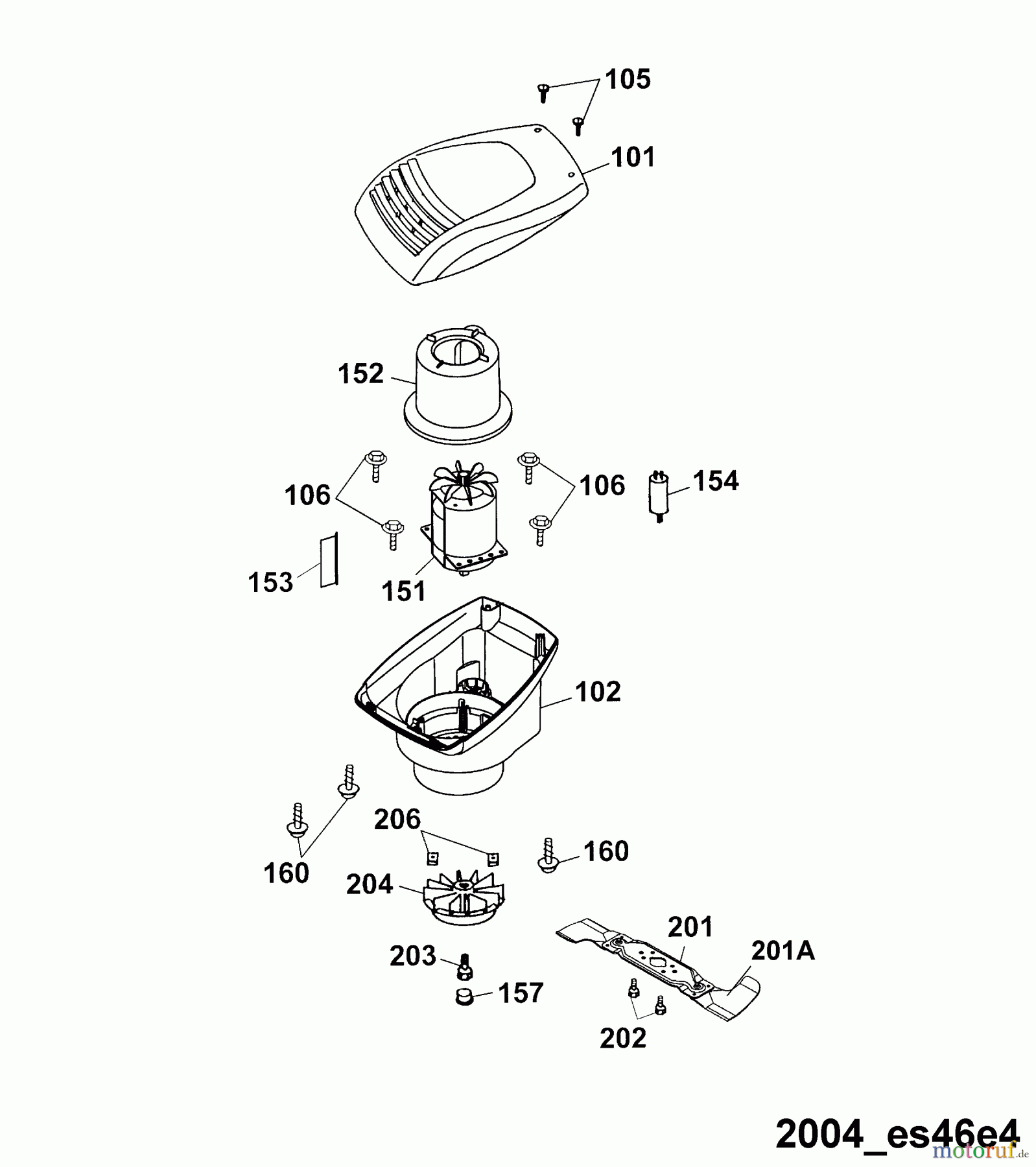  Wolf-Garten Tondeuse électrique Esprit 46 E 4620680 Série B, C  (2004) Capot moteur, Lame, Moteur