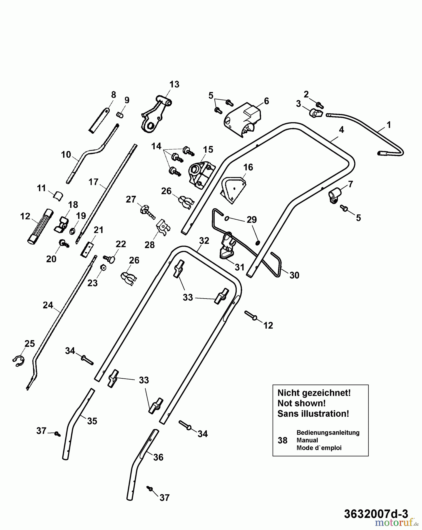  Wolf-Garten Scarificateur électrique UV 32 EV 3632007 Série D  (2007) Brancard