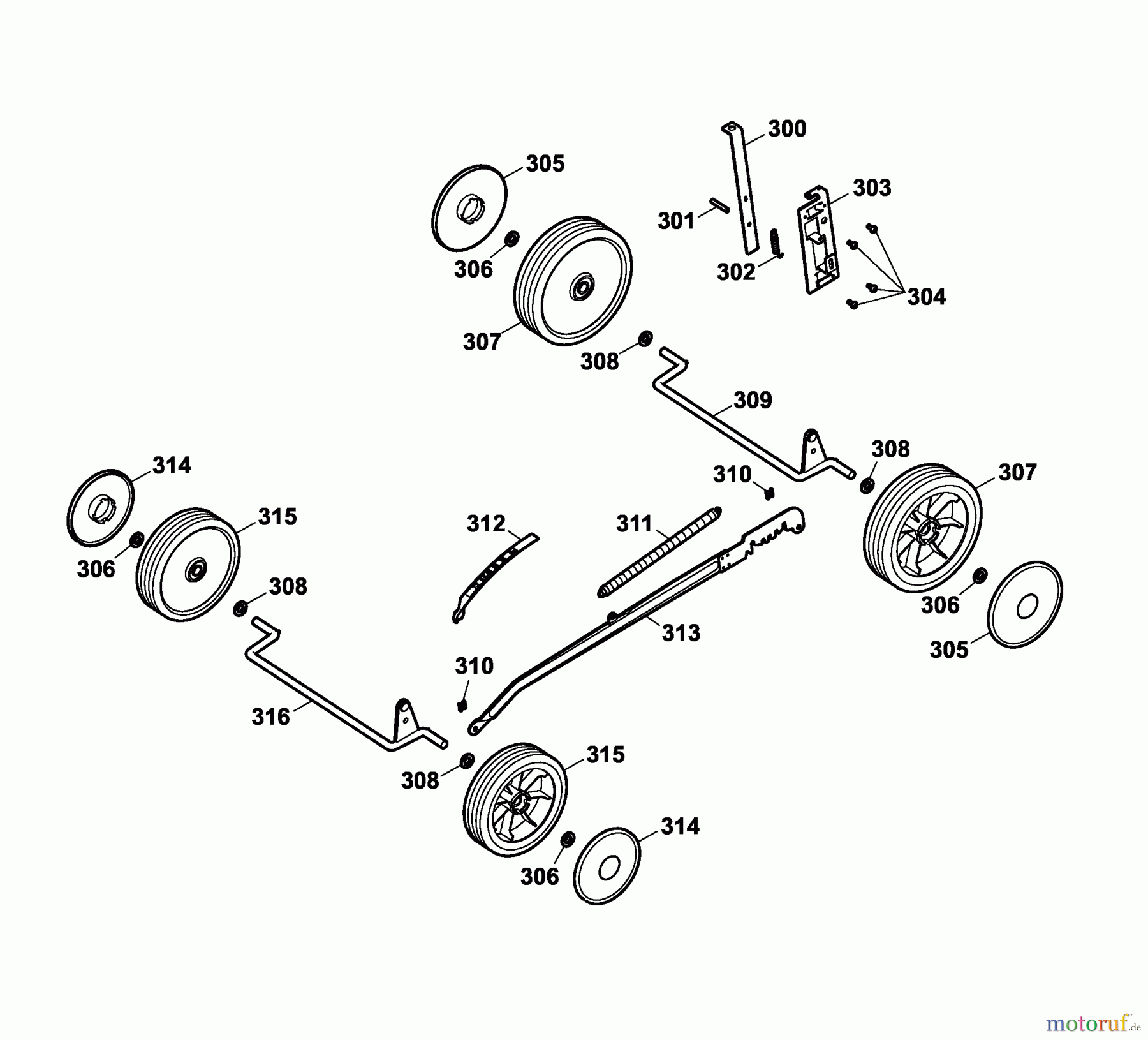  Wolf-Garten Tondeuse électrique Compact plus Power Edition 40 E 4048003 Série A  (2006) Réglage hauteur, Roues