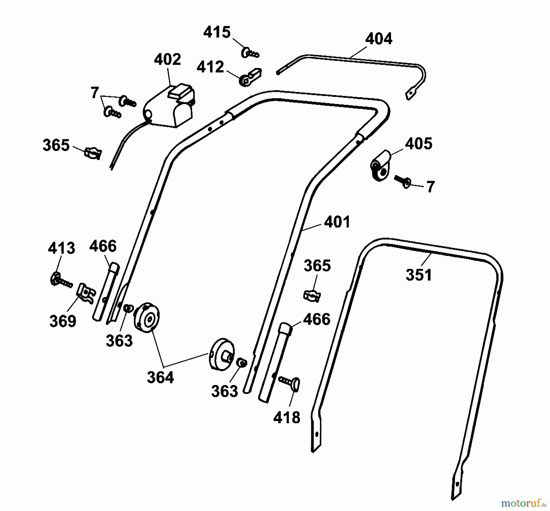  Wolf-Garten Tondeuse à batterie Concept 43 AC 4332000 Série A  (2001) Brancard