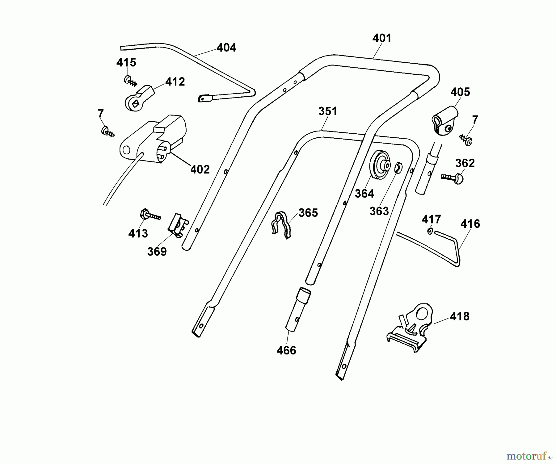  Wolf-Garten Tondeuse électrique 4.40 E 4958000 Série A, B, C  (2002) Brancard