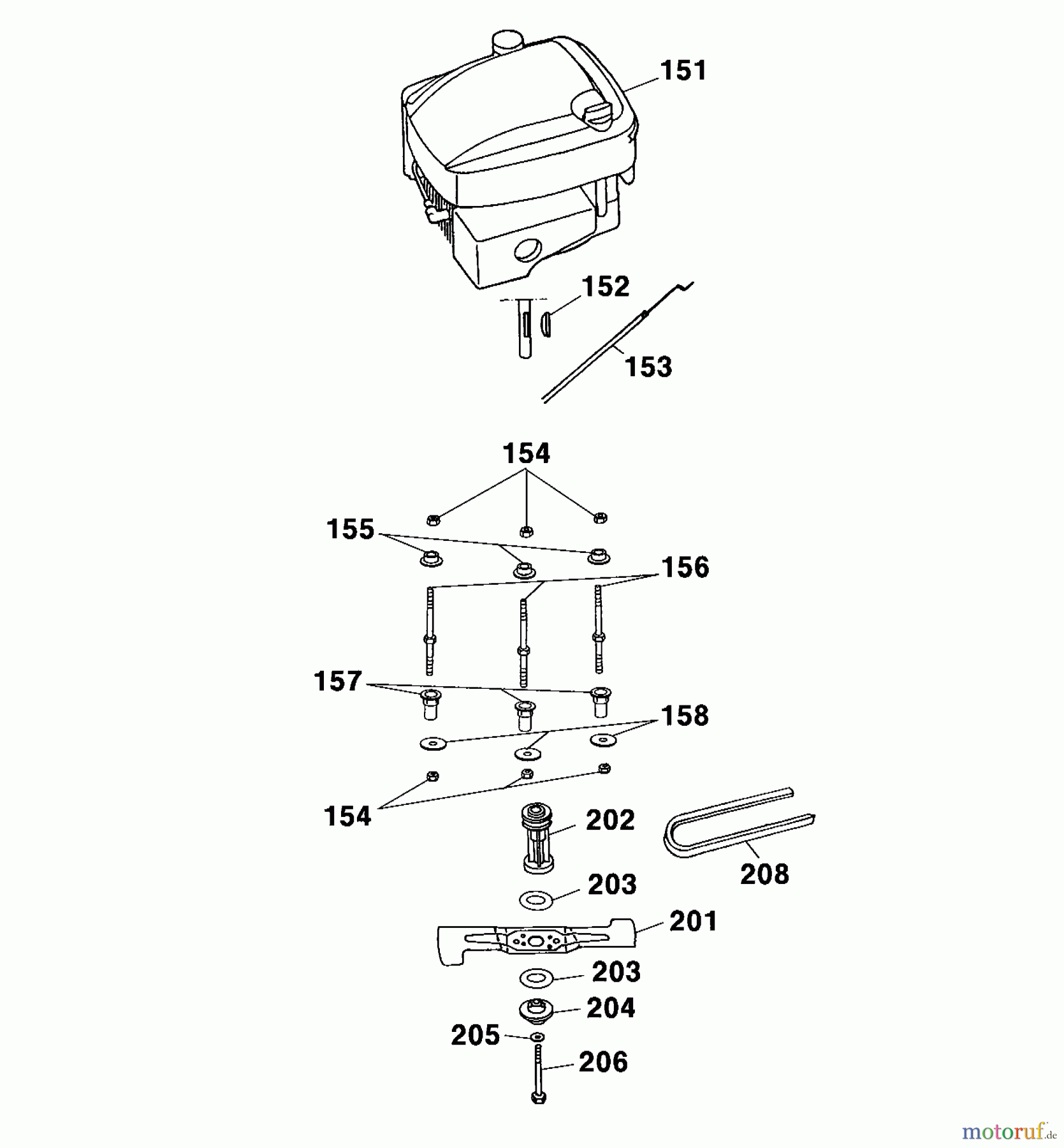  Wolf-Garten Tondeuse thermique B 46 TB 4602000 (2001) Lame, Moyeu de lame, Moteur