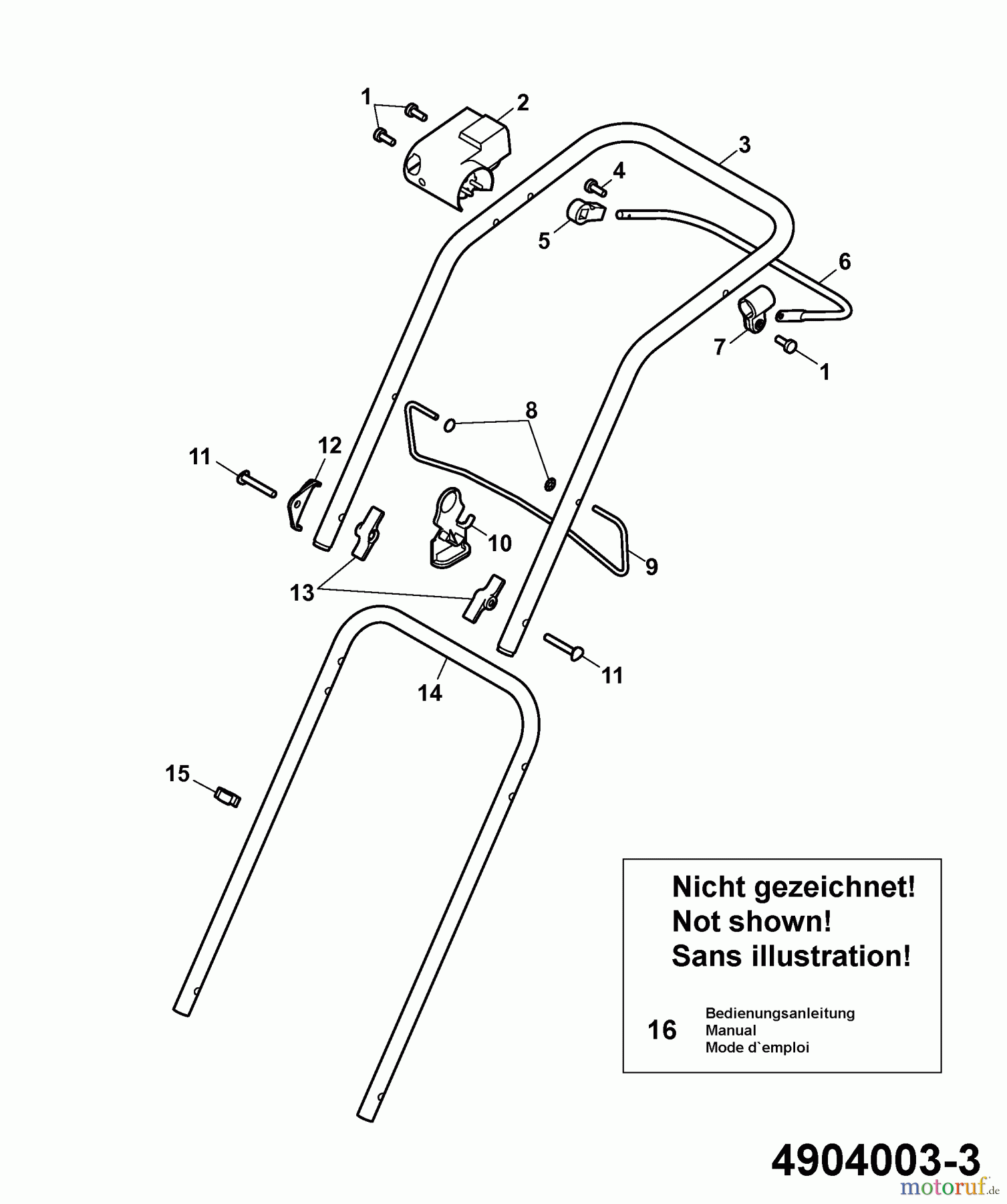  Wolf-Garten Tondeuse électrique Compact plus 34 E 4904003 Série B  (2006) Brancard