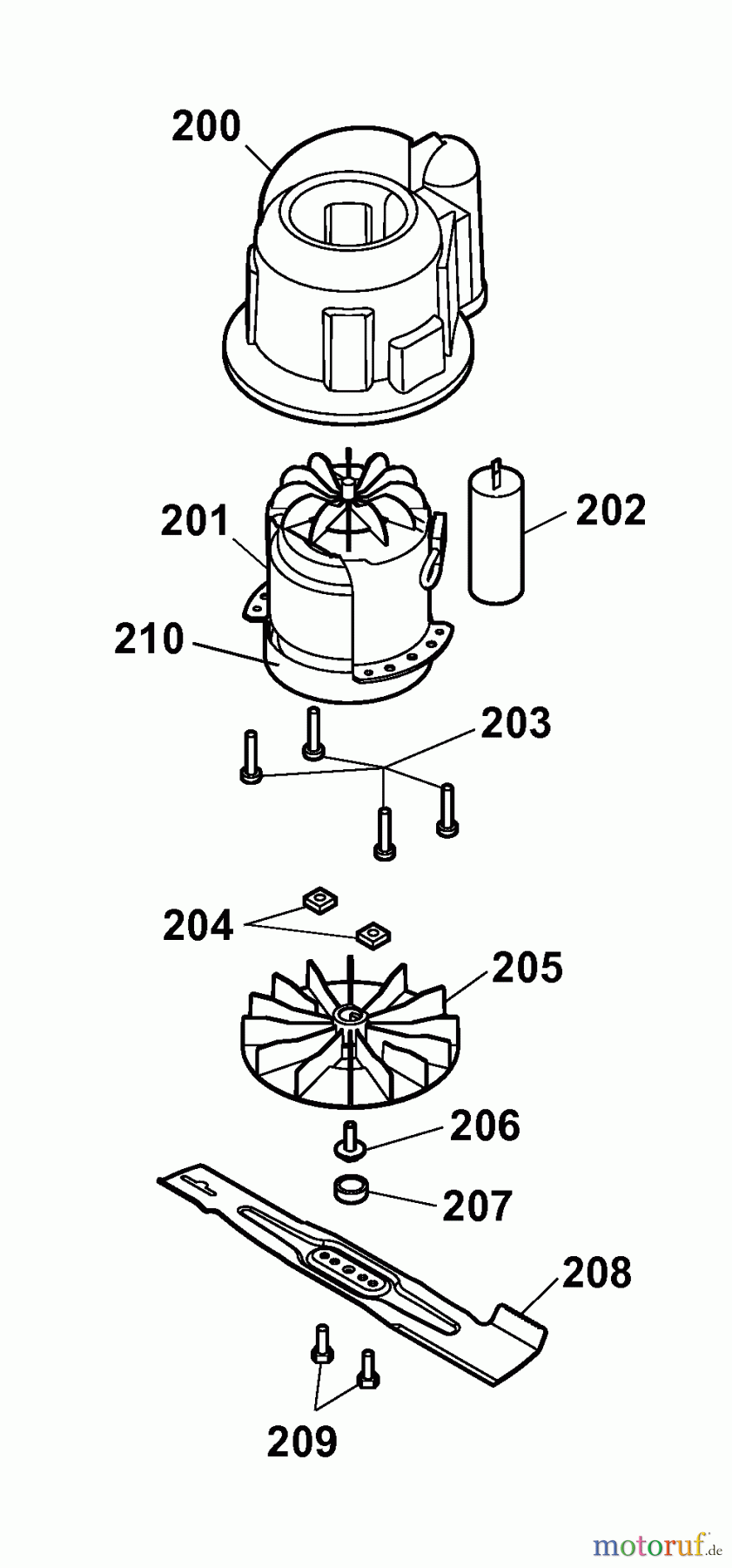  Wolf-Garten Tondeuse électrique Compact plus 37 E 4907002 Série A  (2009) Lame, Moyeu de lame, Moteur