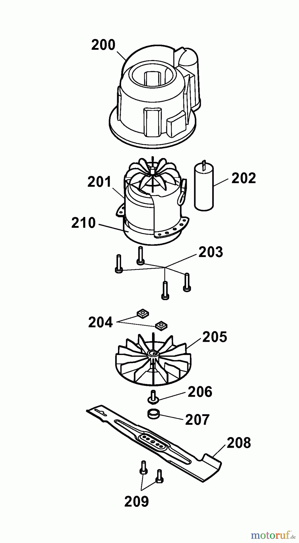  Wolf-Garten Tondeuse électrique HBM 36 Compact 4907006 Série B  (2008) Lame, Moyeu de lame, Moteur