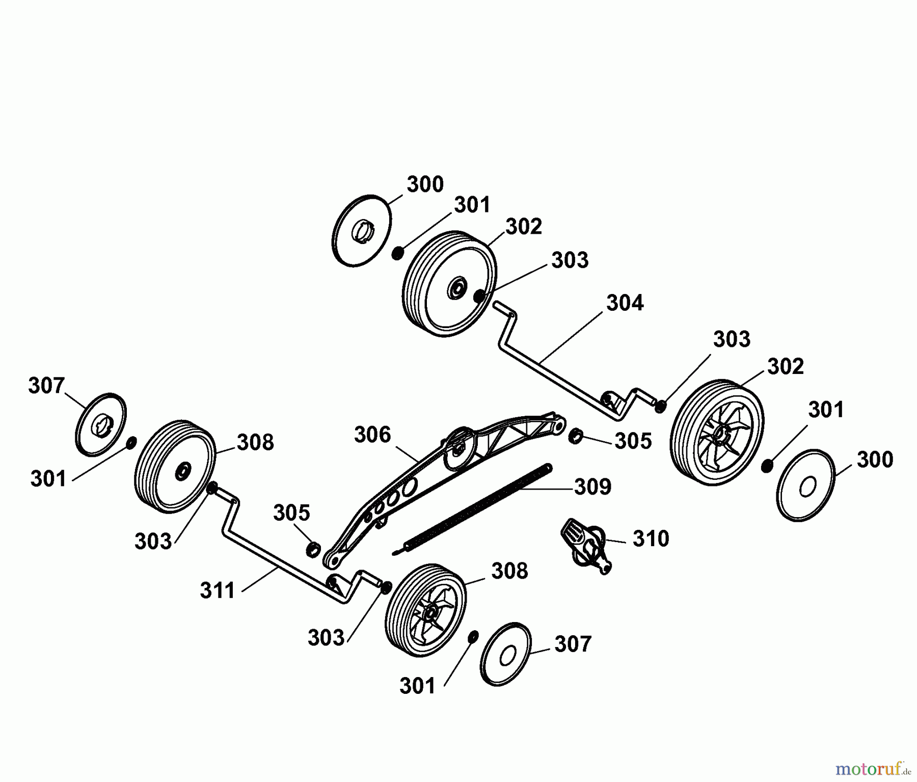  Wolf-Garten Tondeuse électrique Power Edition 40 E-1 4980002 Série A  (2009) Roues, Réglage hauteur de coupe