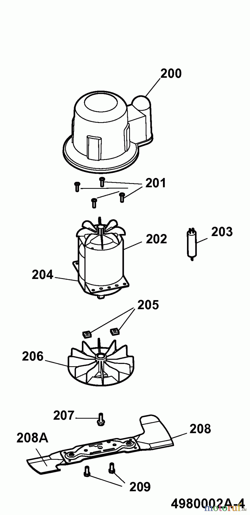  Wolf-Garten Tondeuse électrique Power Edition 40 E-1 4980002 Série A  (2009) Lame, Moyeu de lame, Moteur