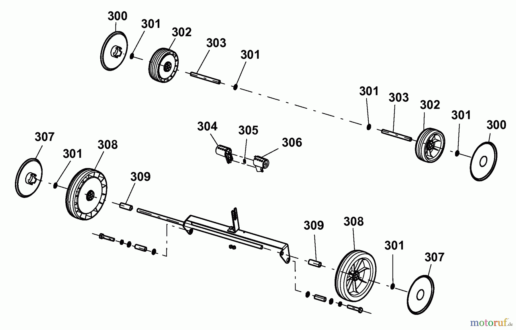  Wolf-Garten Scarificateur électrique Campus 300 V 6020000 Série A  (2008) Axes, Roues