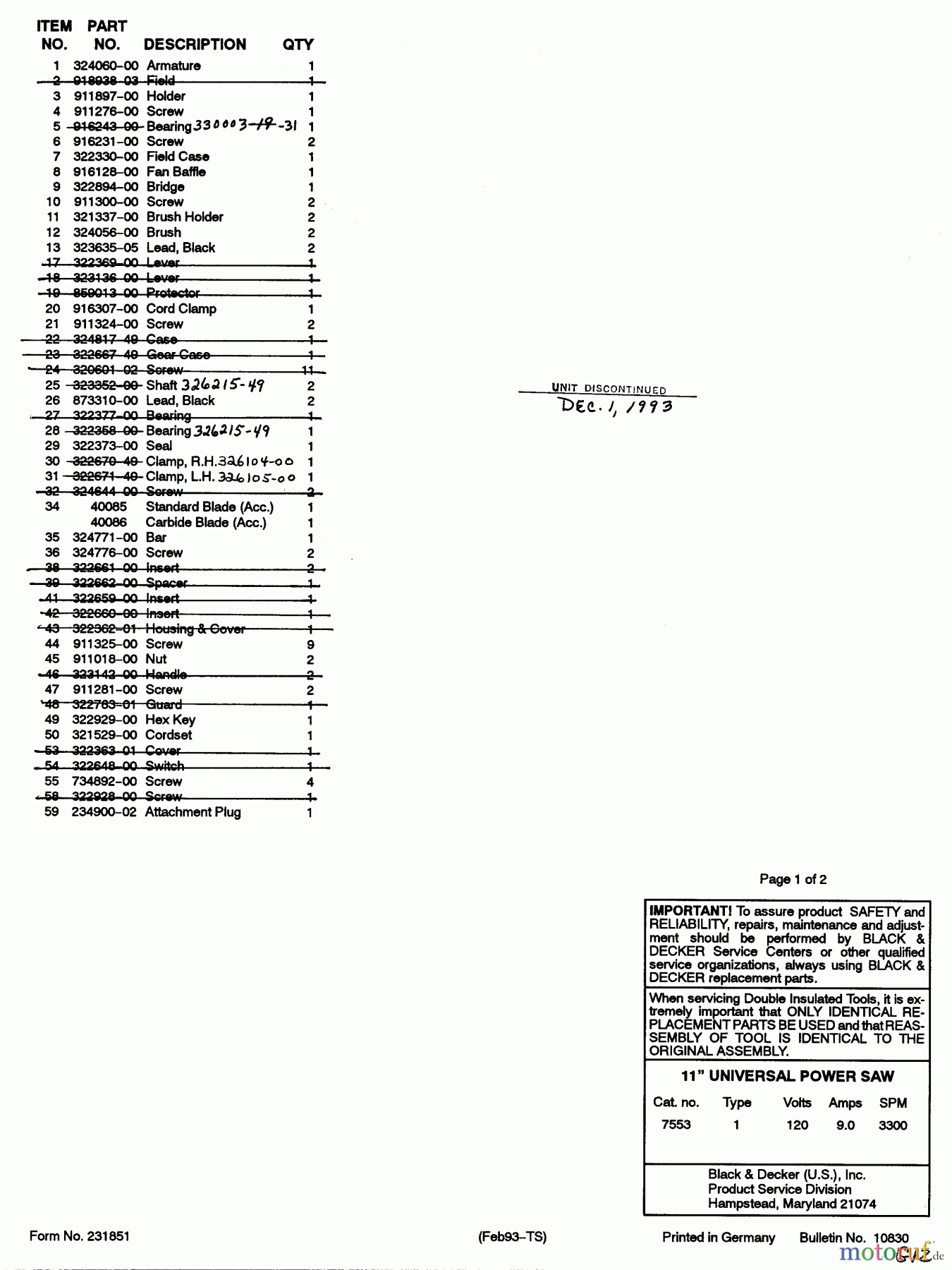  BLACK+DECKER A L'INTÉRIEUR SCIE SCIE UNIVERSELLE 7553 Seite 1