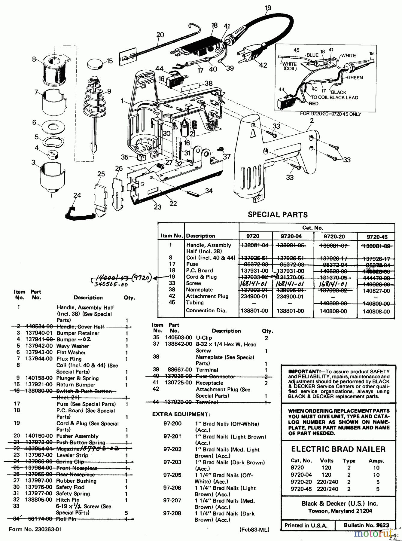  BLACK+DECKER PROFESSIONNELS ACCESSOIRES, PIÈCES JOINTES ET NON MOTORISÉS ELECTRIC BRAD NAILER 9720 Seite 2