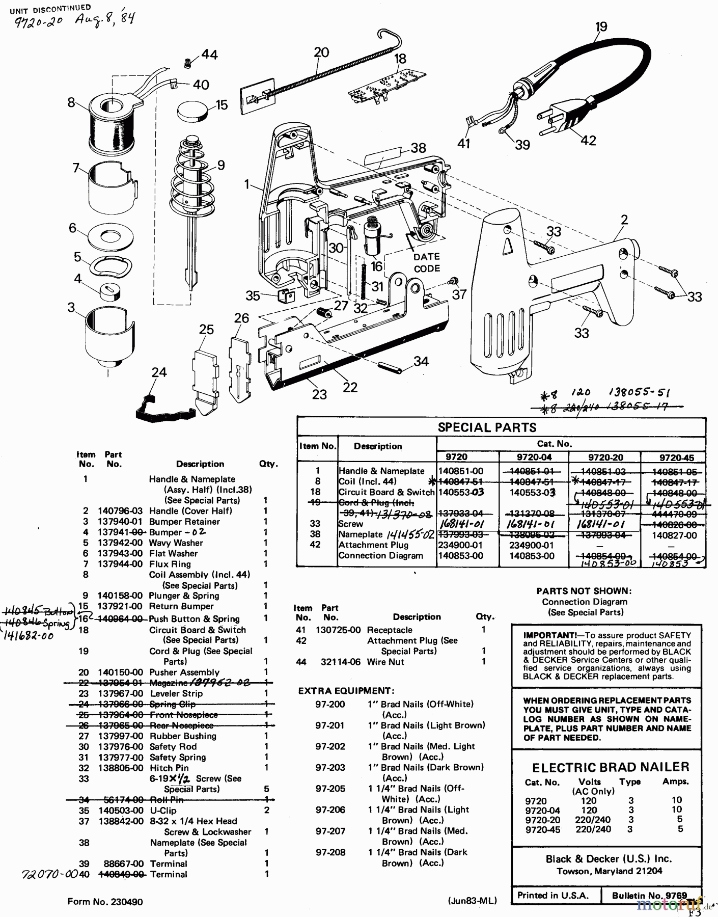  BLACK+DECKER PROFESSIONNELS ACCESSOIRES, PIÈCES JOINTES ET NON MOTORISÉS ELECTRIC BRAD NAILER 9720 Seite 3