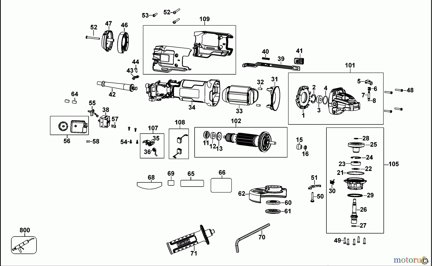 DEWALT USINAGE DES MÉTAUX MEULEUSE D'ANGLE 100-125MM MEULEUSE PETIT ANGLE DWE4247 Seite 1
