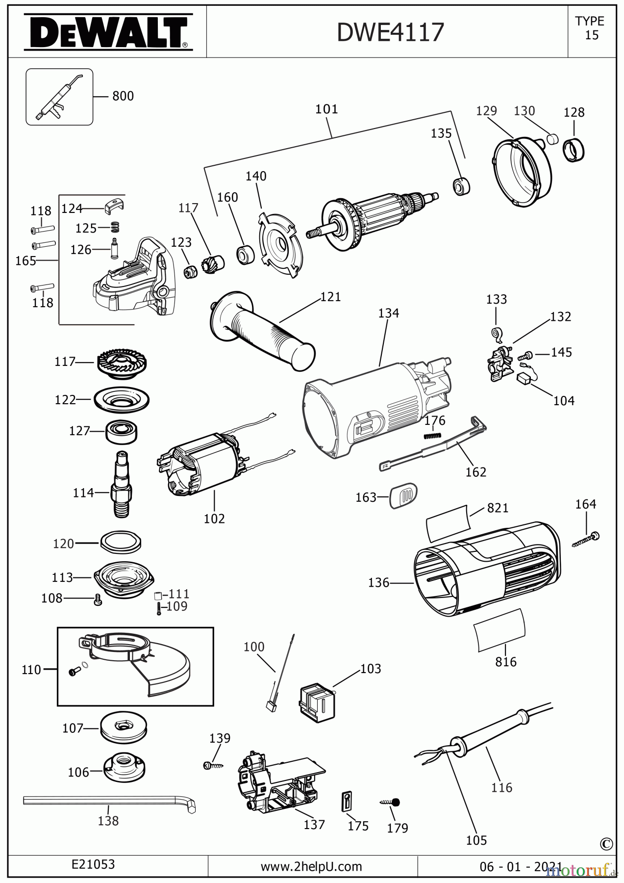  DEWALT USINAGE DES MÉTAUX MEULEUSE D'ANGLE 100-125MM MEULEUSE PETIT ANGLE DWE4117 Seite 1