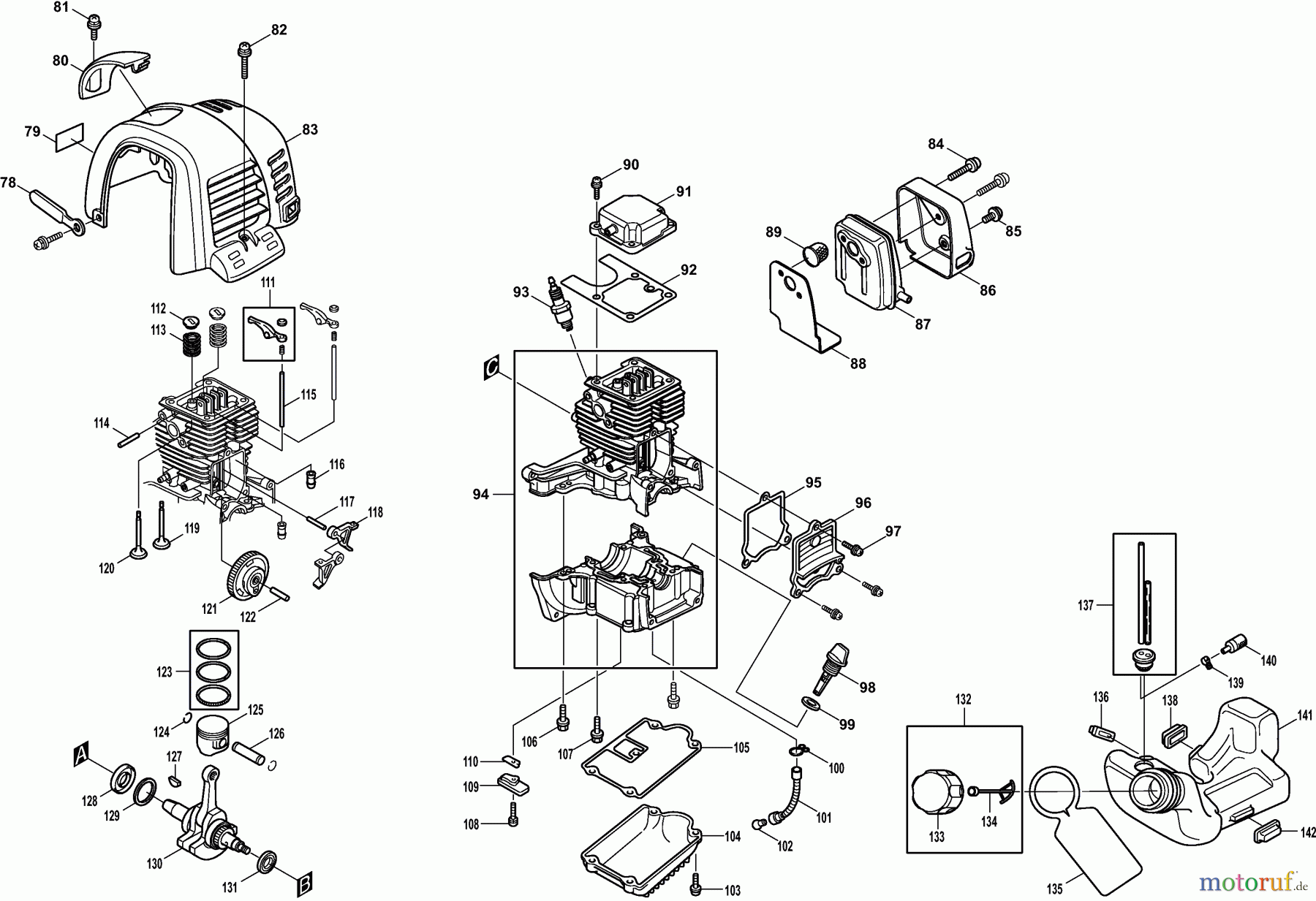  Dolmar Motorsensen & Trimmer Benzin 4-Takt MS3524R 2  Kurbelgehäuse, Zylinder, Schalldämpfer
