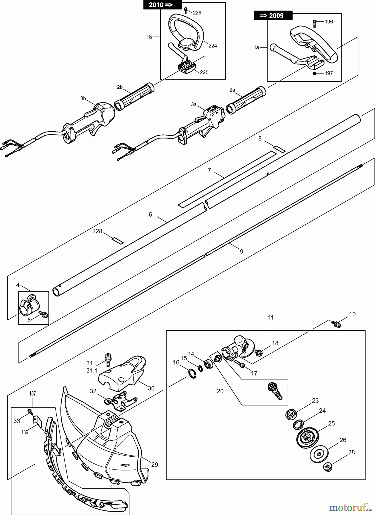  Dolmar Motorsensen & Trimmer Benzin 4-Takt MS-245.4 C (USA) 1  Hauptrohr, Griff, Schutzhaube, Getriebegehäuse
