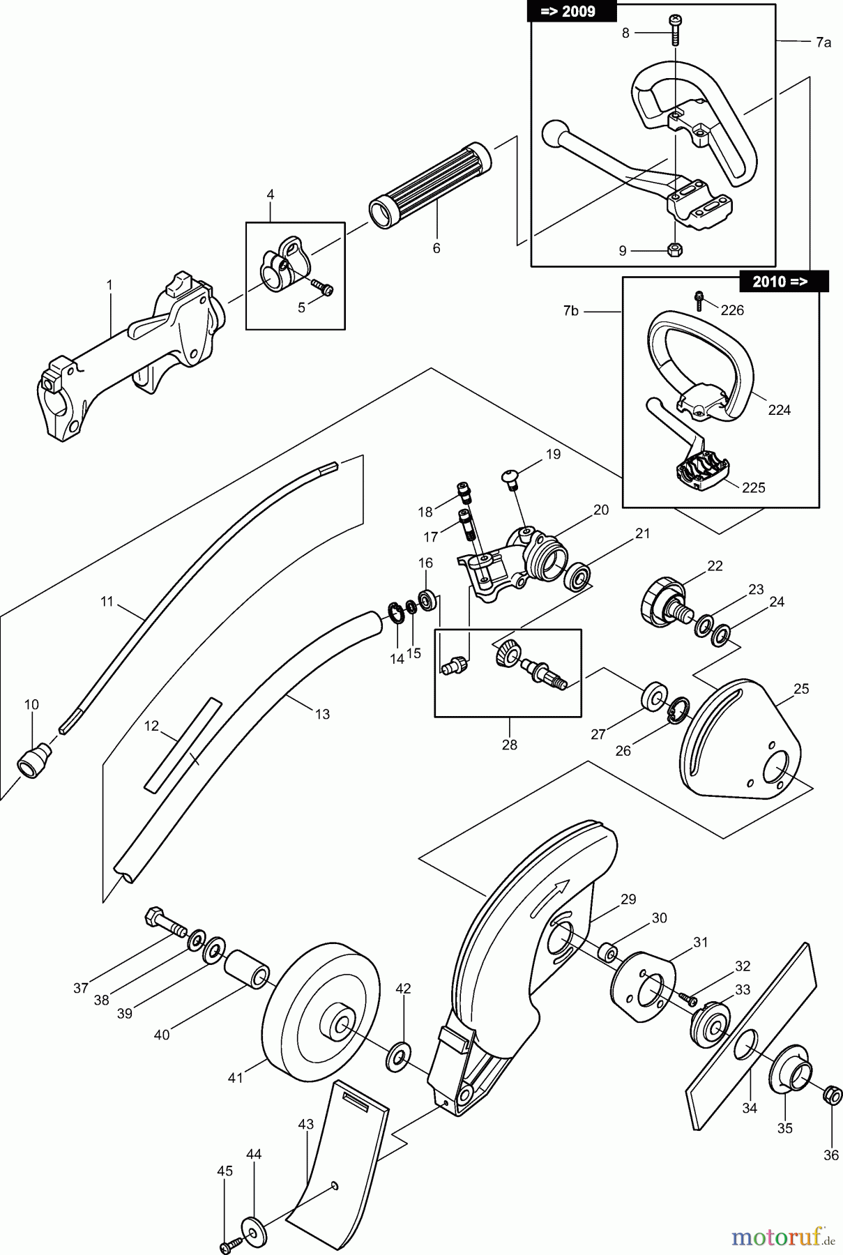 Dolmar Rasenkantenschneider PE-251 (USA) 1  Hauptrohr, Griff, Getriebegehäuse
