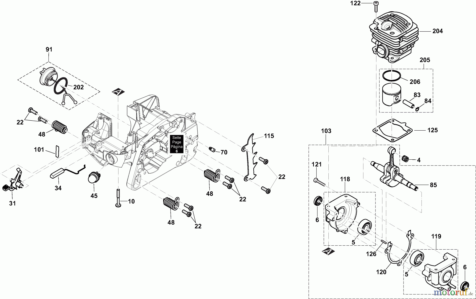  Dolmar Kettensägen Benzin Kettensäge PS35C 3  Zylinder, Kurbelwelle