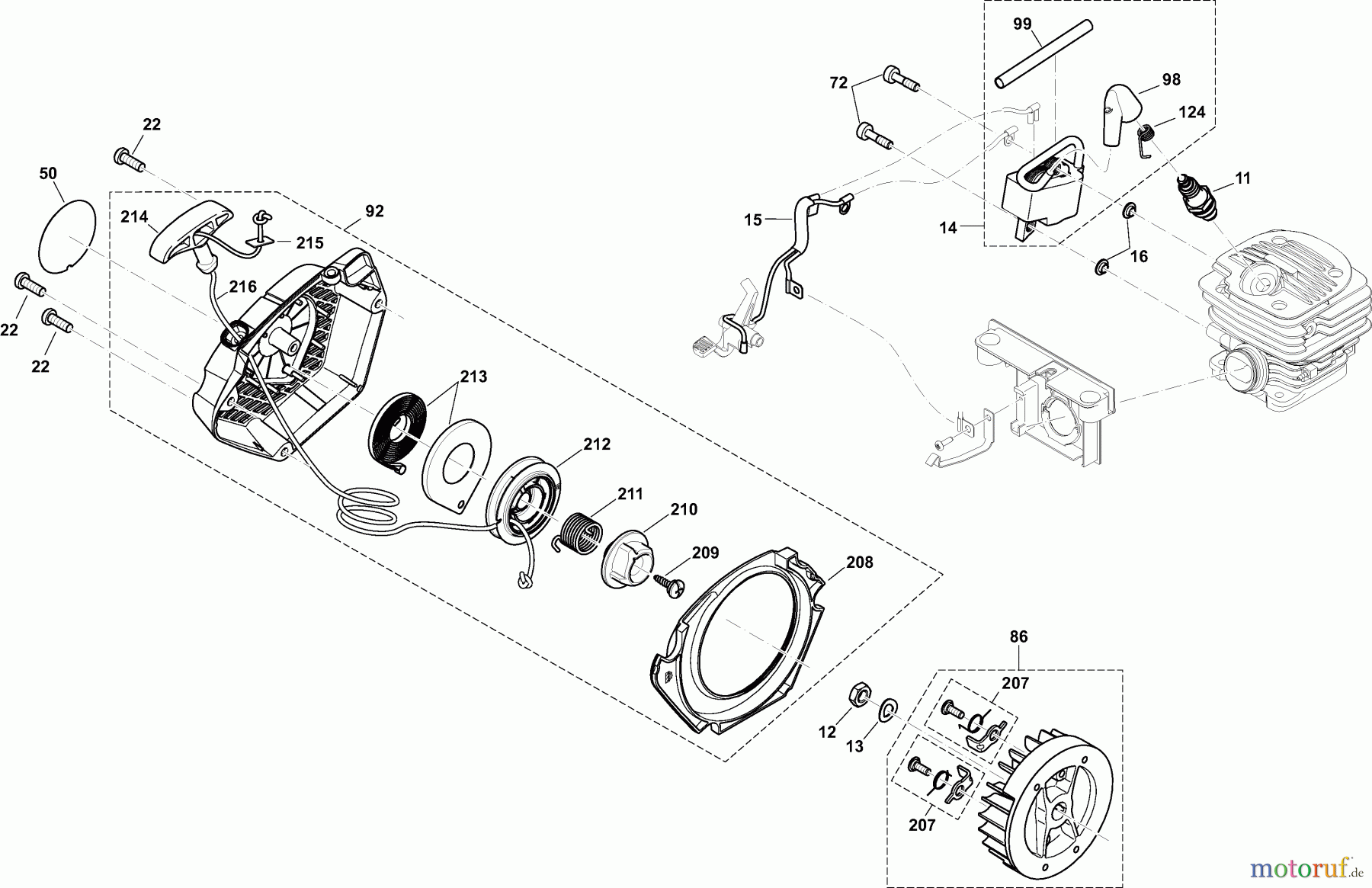  Dolmar Kettensägen Benzin Kettensäge PS35CTLC 4  Zündelektronik, Anwerfvorrichtung