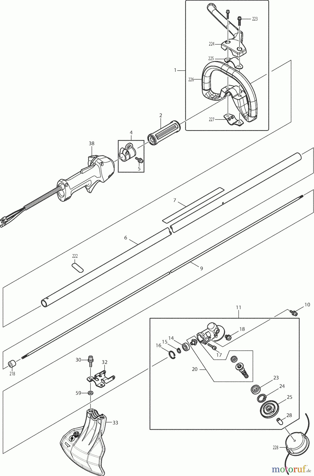  Dolmar Motorsensen & Trimmer Benzin 4-Takt MS-256.4 C 1  Hauptrohr, Griff, Schutzhaube, Getriebe