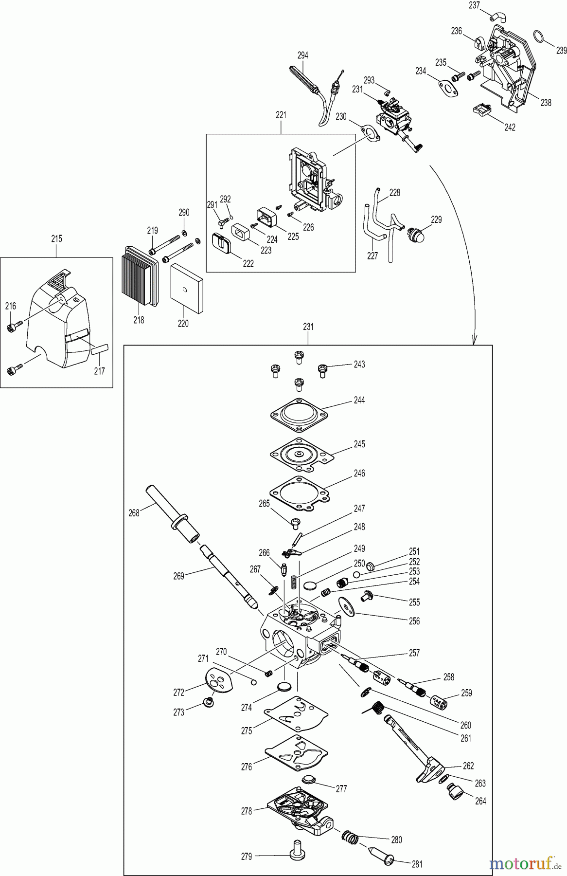  Dolmar Motorsensen & Trimmer Benzin 4-Takt MS43004R 5  Vergaser, Luftfilter
