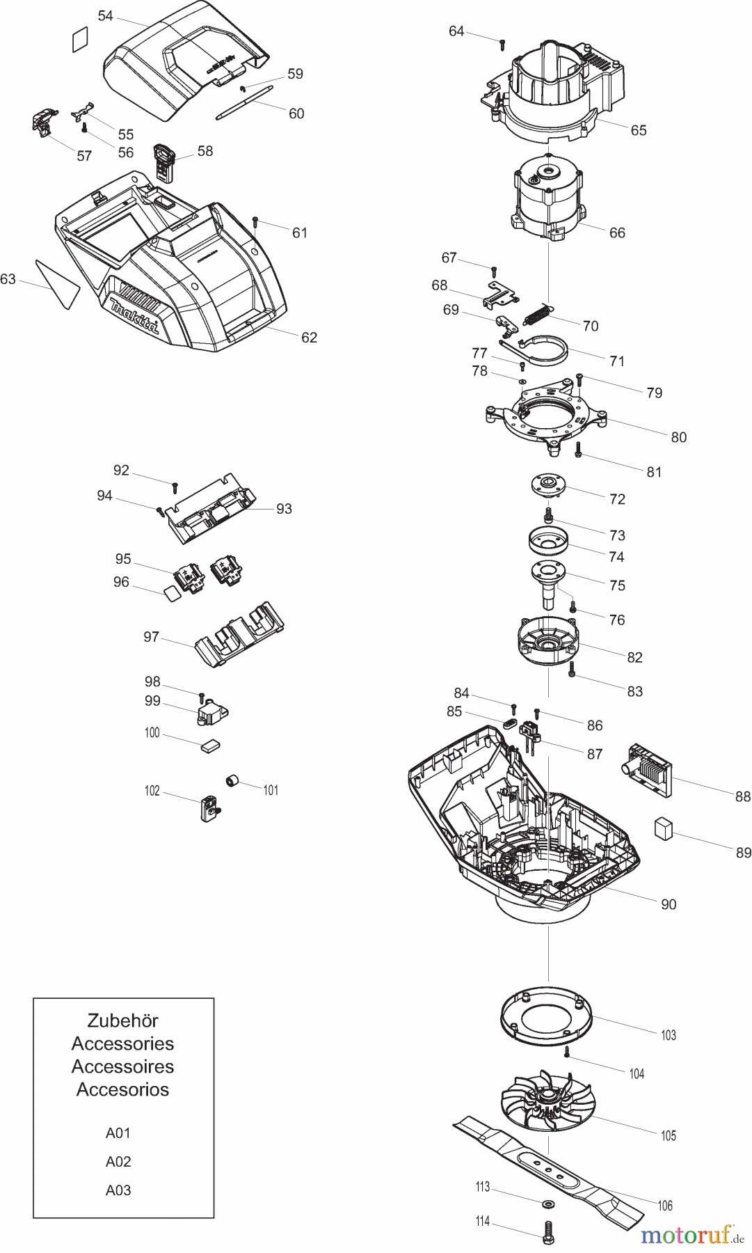 Dolmar Rasenmäher Akku AM3746 2 Gehäuse, Motor, Messer, Zubehör