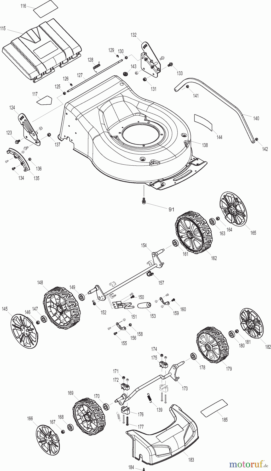 Dolmar Rasenmäher Akku AM3746 3 Deck, Räder