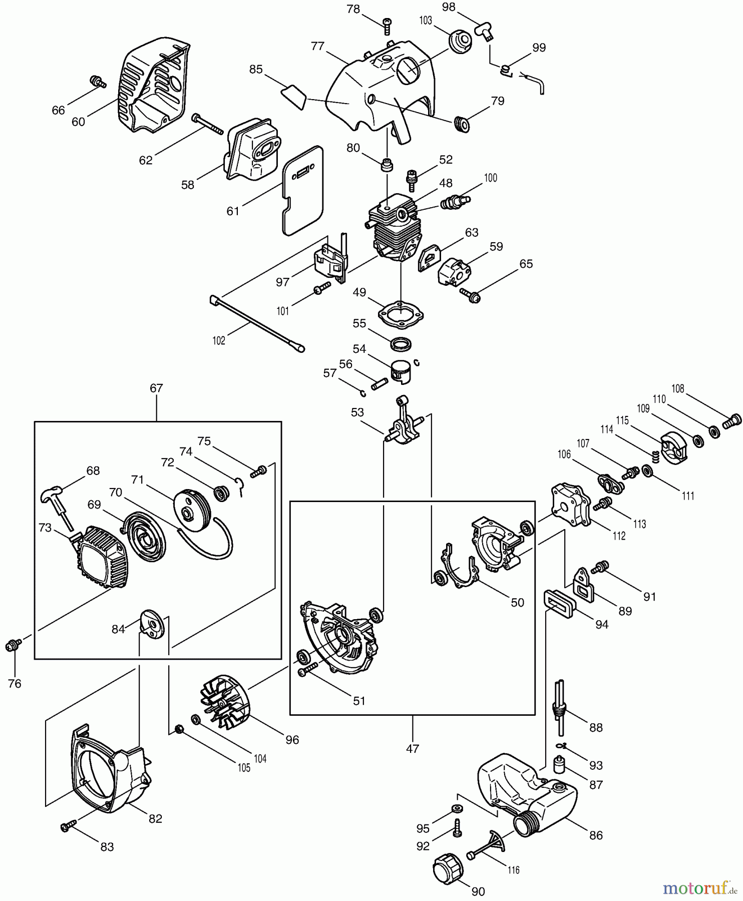  Dolmar Heckenscheren Benzin HT-2045 D (USA) 2  Motor, Anwerfvorrichtung, Kraftstofftank