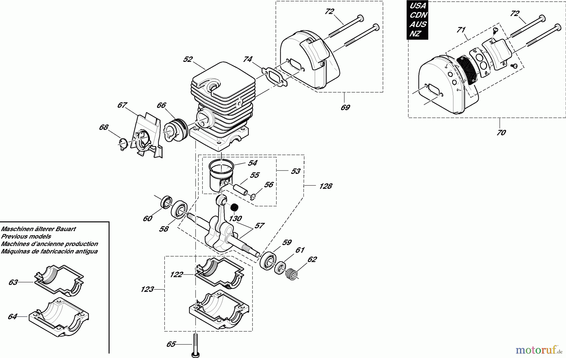  Dolmar Kettensägen Benzin Kettensäge PS-34 (USA,CDN) 3  Zylinder, Kurbelwelle, Schalldämpfer