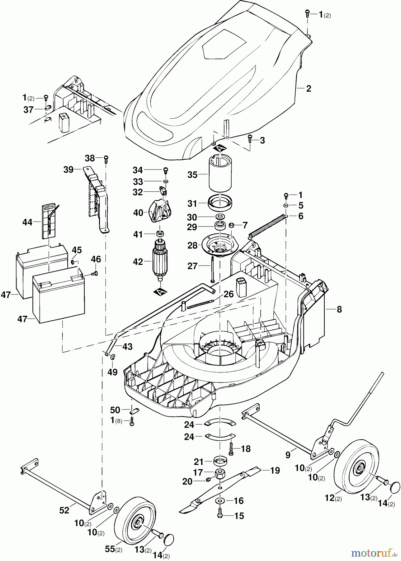  Dolmar Rasenmäher Akku AM-4024 1  Gehäuse, Batterie, Motor, Räder, Messer