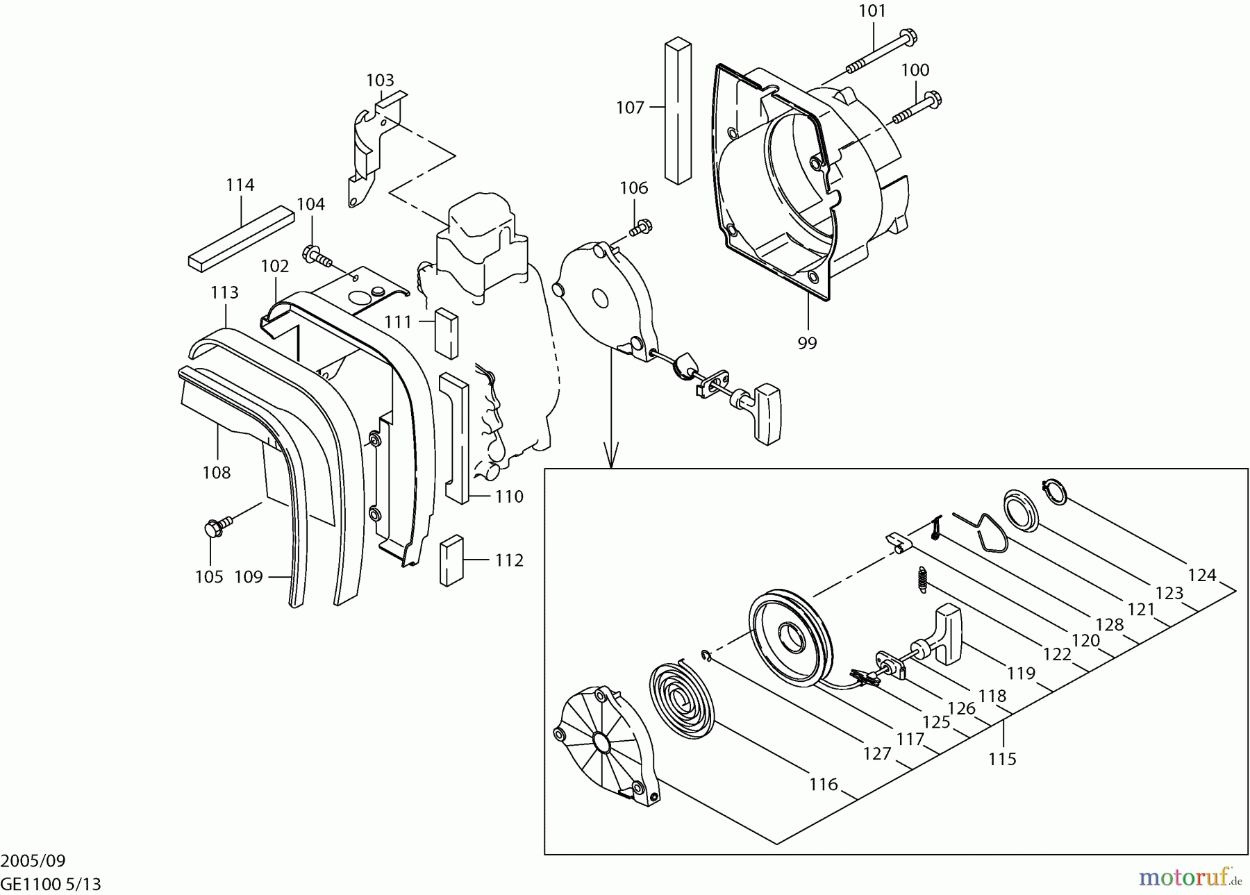 Dolmar Stromerzeuger GE-1100 5 Anwerfvorrichtung, Ventilatorgehäuse