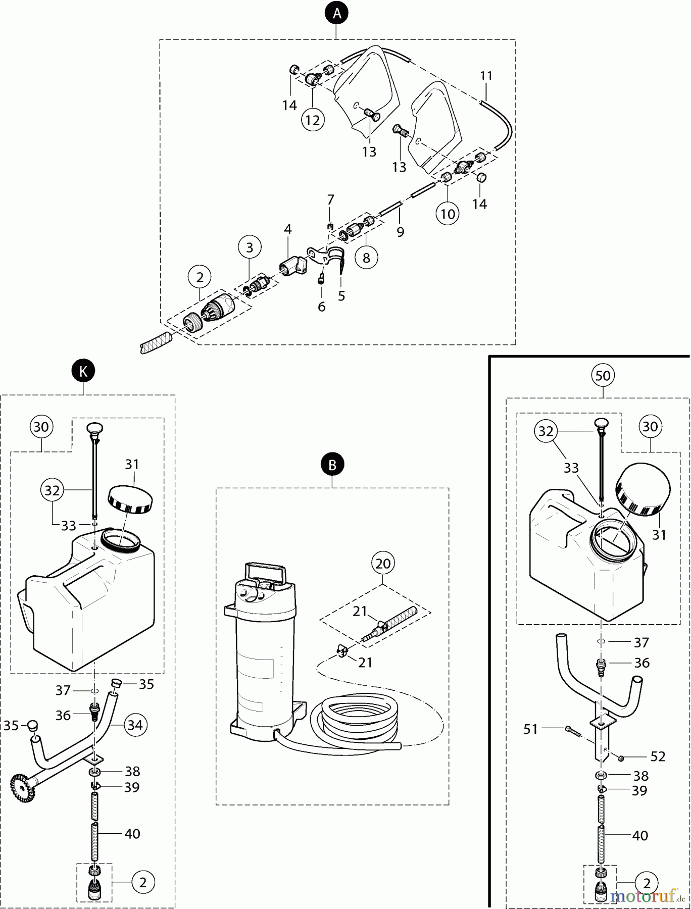  Dolmar Trennschleifer Benzin PC-6214 10  Wasseranschluß, Wassertank ( Nicht im Lieferumfang )